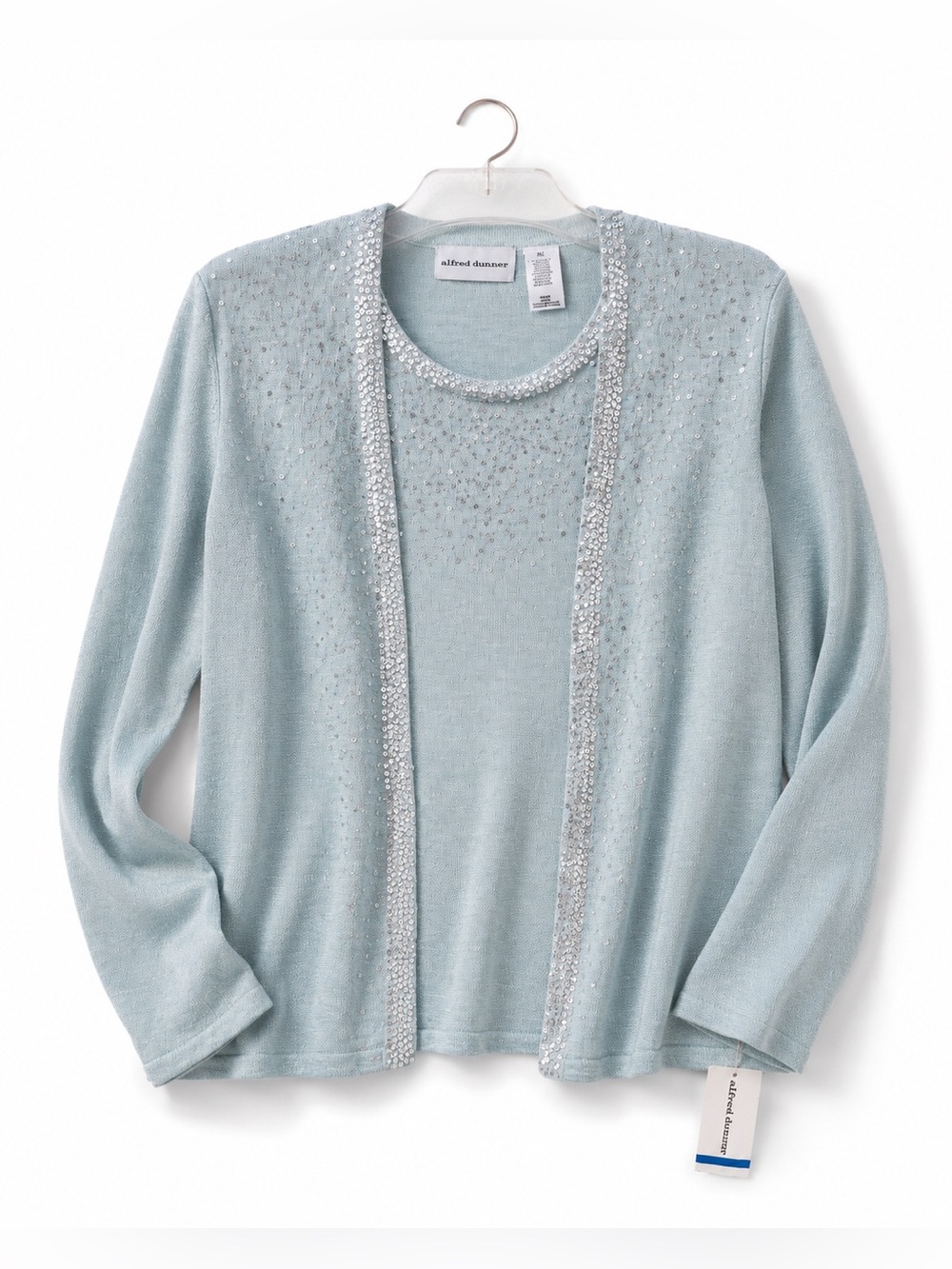 Alfred Dunner Twinset Sweater Cardigan Silver Sequin Embellishment Sz XL Vintage - Picture 6 of 7